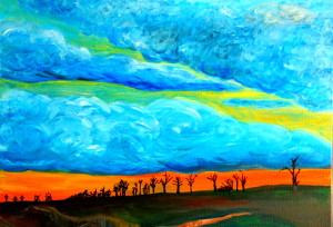 rayburn gravel pit sunset painting